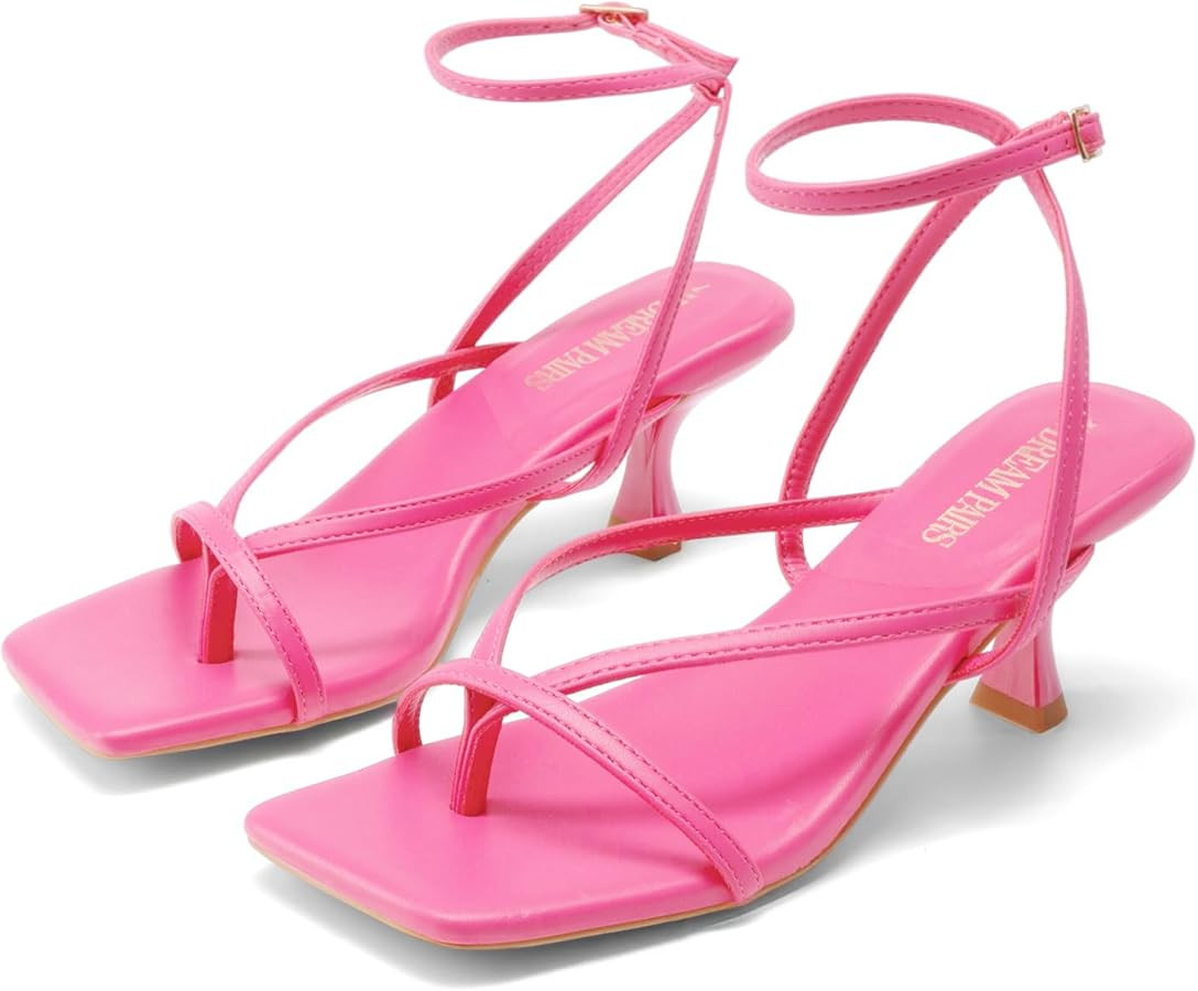 DREAM PAIRS Women's Dressy Thong Kitten Heel Sandals | Amazon (US)