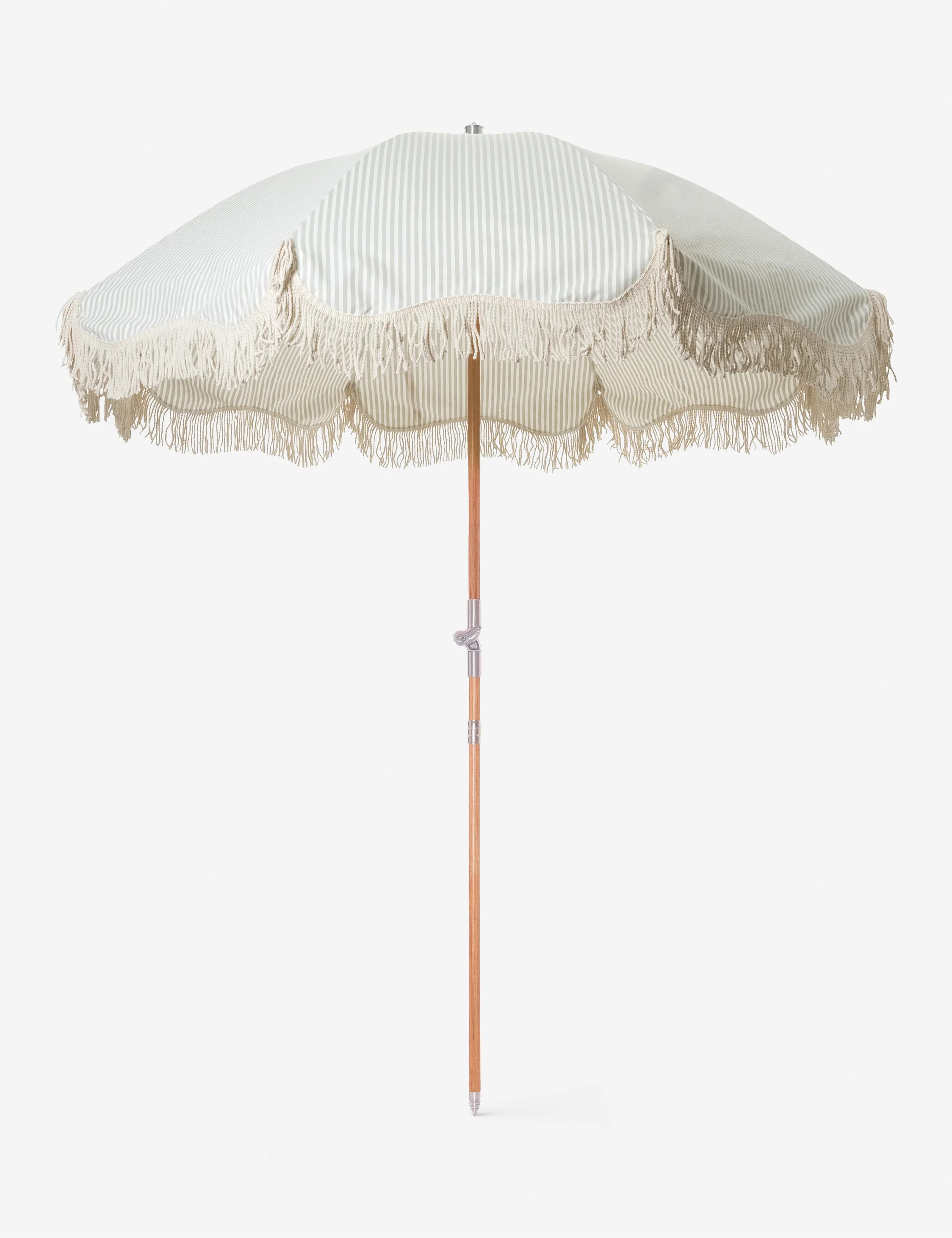 Premium Beach Umbrella by Business & Pleasure Co., Sage Stripe | Lulu and Georgia 