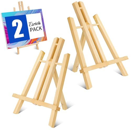 ESRICH 2 Pack 11.8" Wood Easels,Tabletop Easel for Painting,Painting Party, Displaying Canvases, ... | Amazon (US)