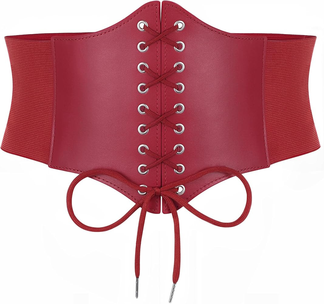 XZQTIVE Black Corset Waist Belt for Women, Wide Elastic Tie Waspie Belt for Dresses 4.7inch | Amazon (US)