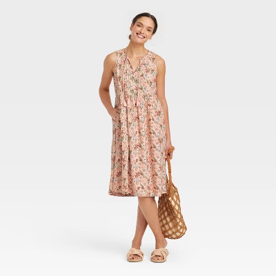Women's Sleeveless Linen Tie-Front Dress - Universal Thread™ | Target
