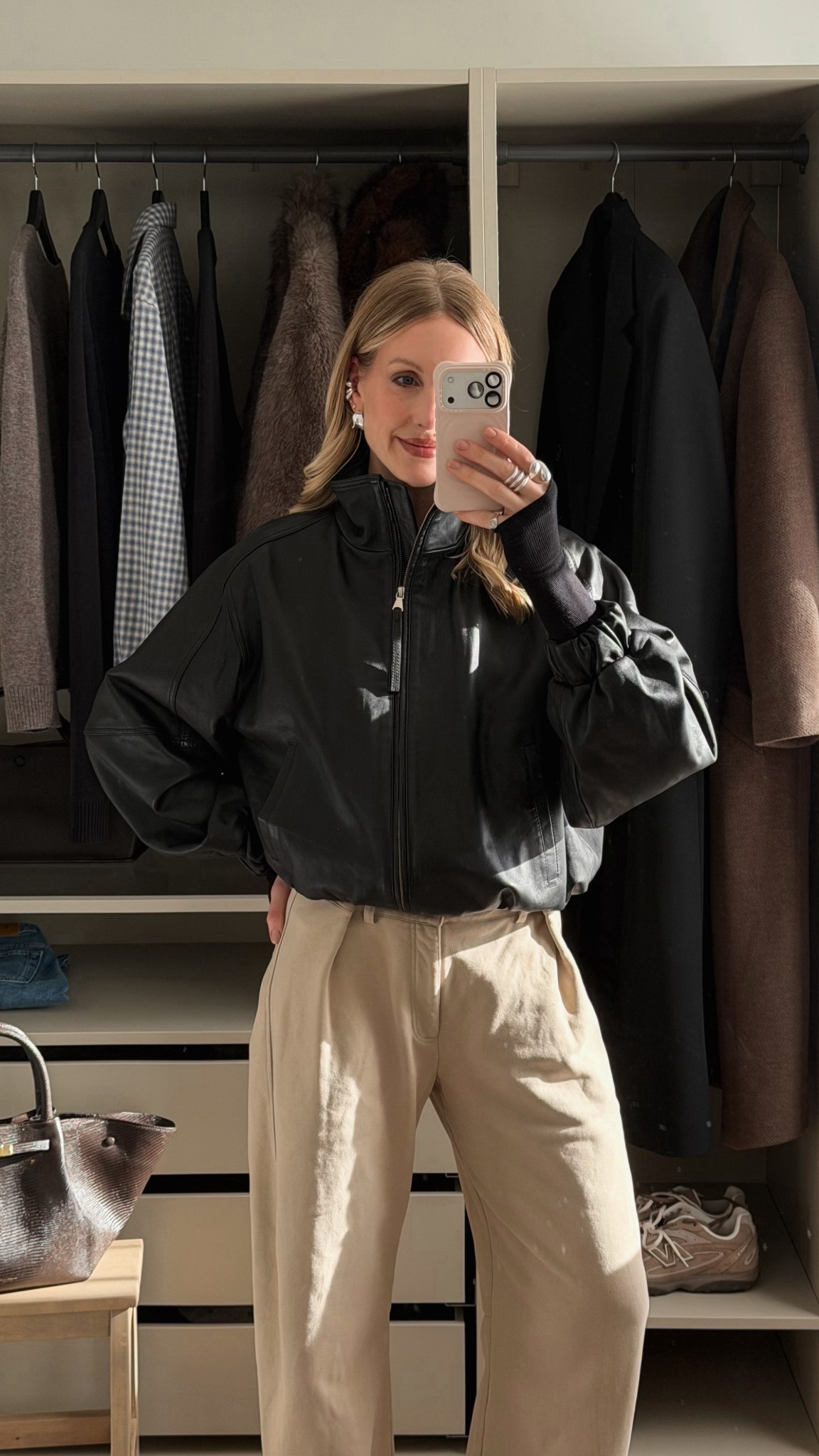 Minimal outfit for Valentines date day 🖤 pair with ankle boots or trainers 

Arket funnel neck leather bomber jacket (wearing size S)
Maebe beige trousers  (size down size 8) - have an adjustable waist band! 

*silver jewellery my CHARLOTTE X YOJ collection. 25% off code WATER - beyoj.com - link in Instagram bio @charlottebuttrick 

#jewellery #mollymae #maebe 



#LTKuk #LTKspring