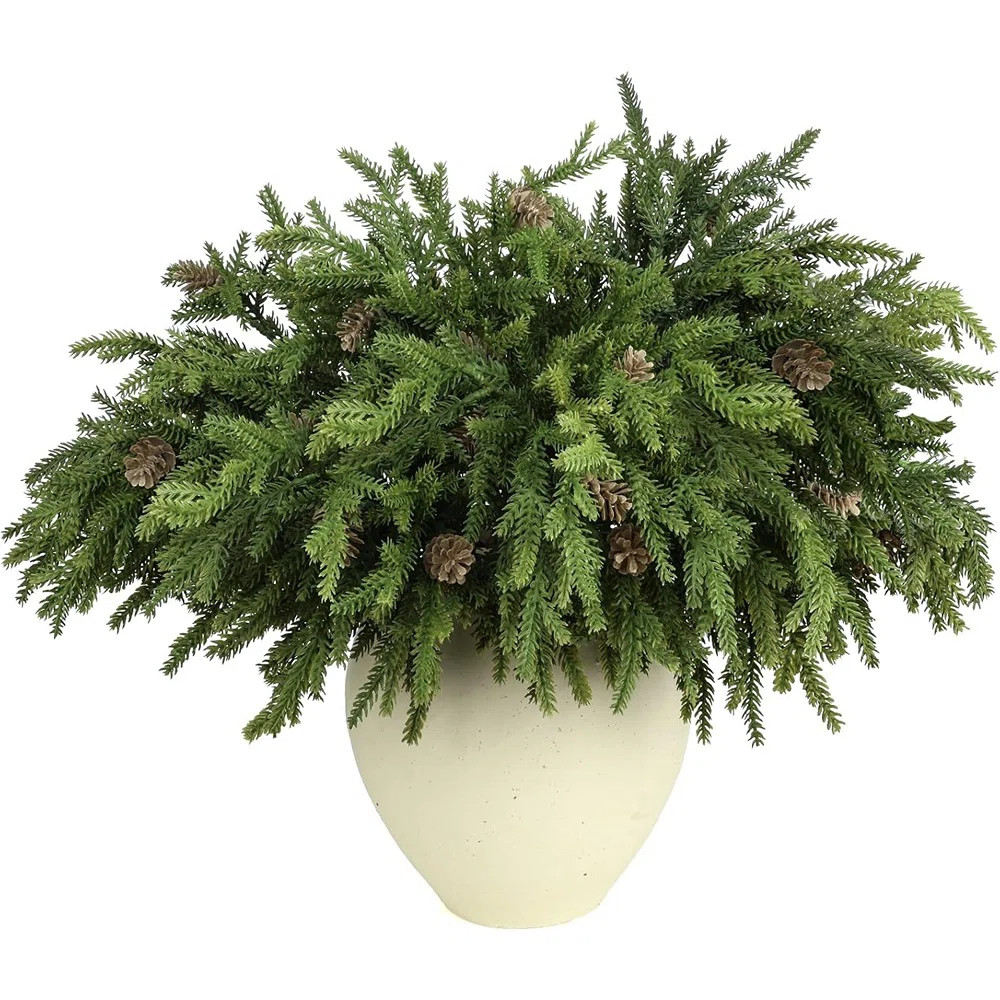 Ophelia & Co. 6 Pcs Real Touch Christmas Pine Branches With Pine Cones, Natural Droopy,Soft Benda... | Wayfair North America
