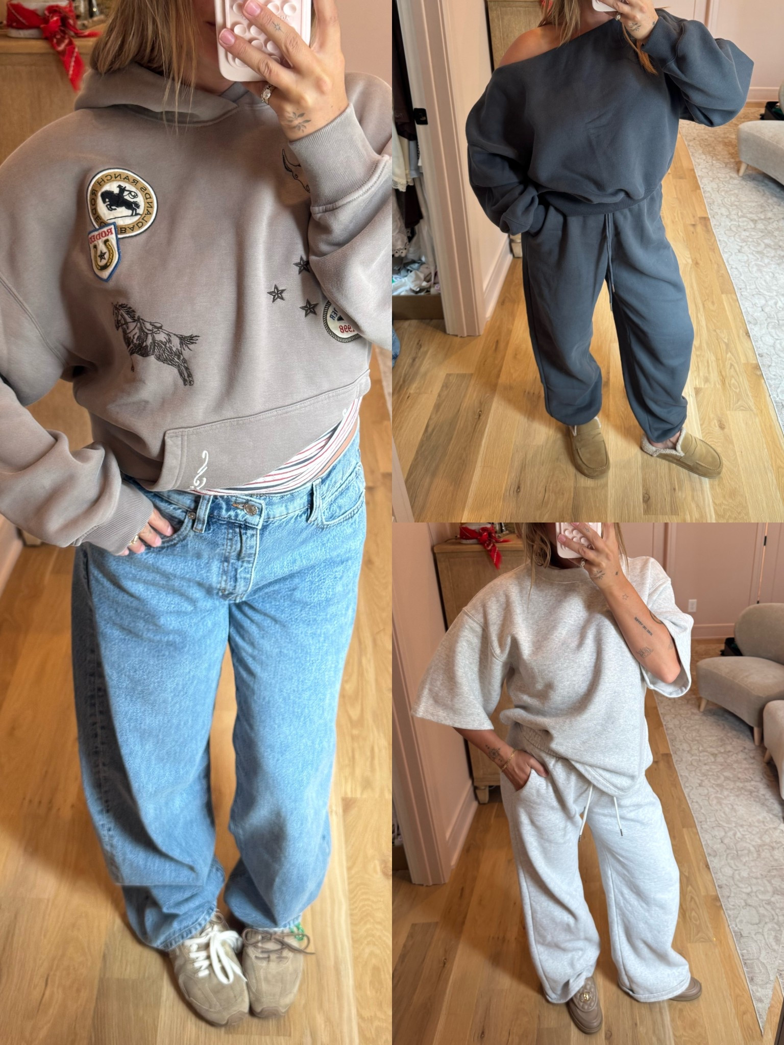 @abercrombie fleece sale! I do size Small in all the bottoms, S mens hoodie & tee, and M in the off the shoulder style. #abercrombiepartner 