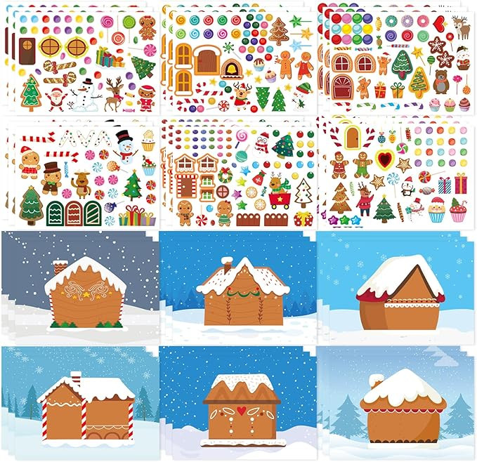 36 Sheets Make a Gingerbread House Stickers - Make Your Own Gingerbread House Stickers, Christmas... | Amazon (US)
