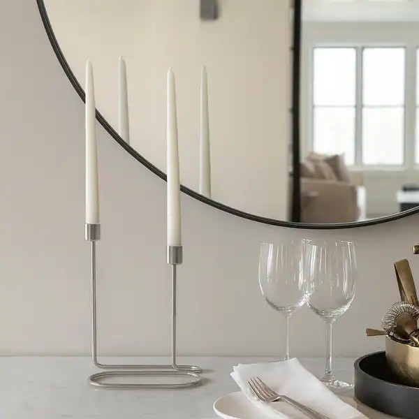 Metal Double Swirl Two Taper Candle Holder - Gold, 8 in. | Bed Bath & Beyond