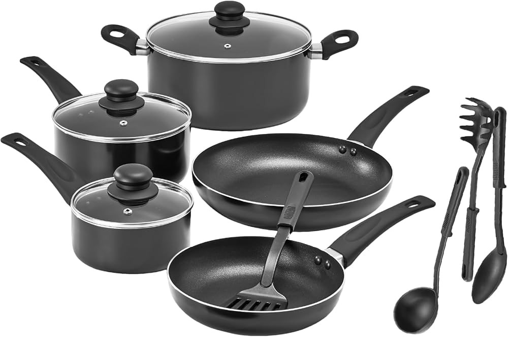 bella Cookware Set, 12 Piece Pots and Pans with Utensils, Nonstick PFOA Free Scratch Resistant Co... | Amazon (US)