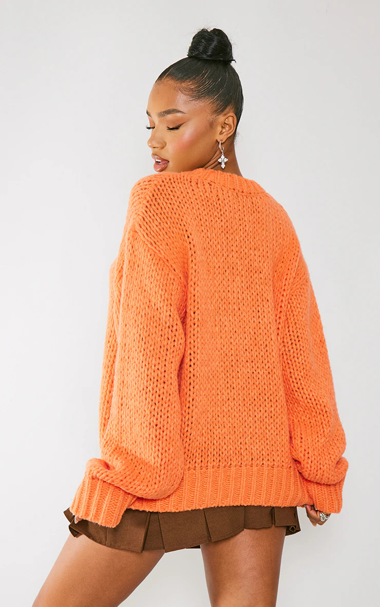 Orange Super Chunky Oversized Sweater | PrettyLittleThing US