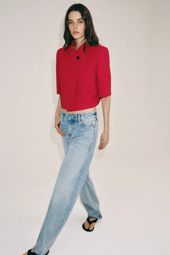CROPPED SHORT SLEEVE BLAZER ZW COLLECTION | Zara UK