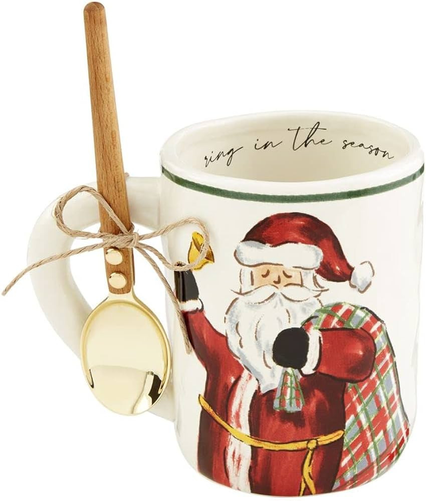 Mud Pie, Bell, Tartan Christmas Set, mug 16 oz | spoon 5 1/2" | Amazon (US)