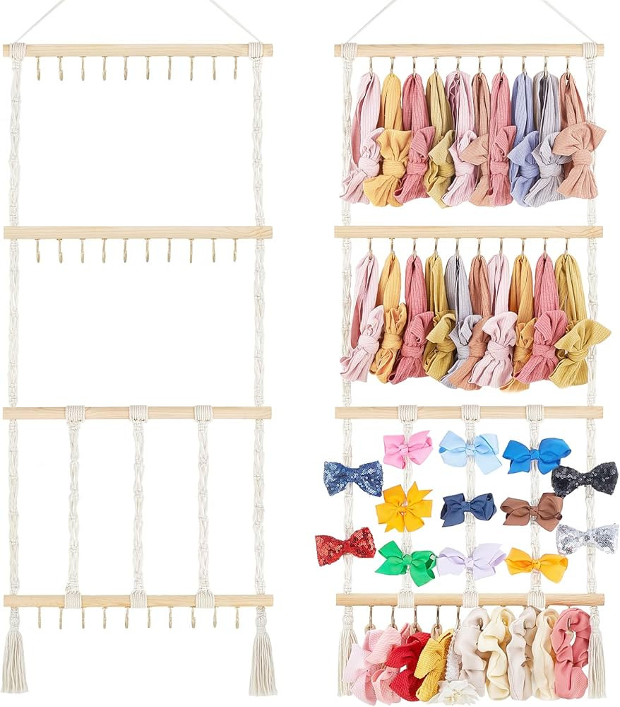 Dahey Headband Holder Bow Hanger for Girls Hair Bows, Macrame Headbands Hair Accessories Hanger N... | Amazon (US)
