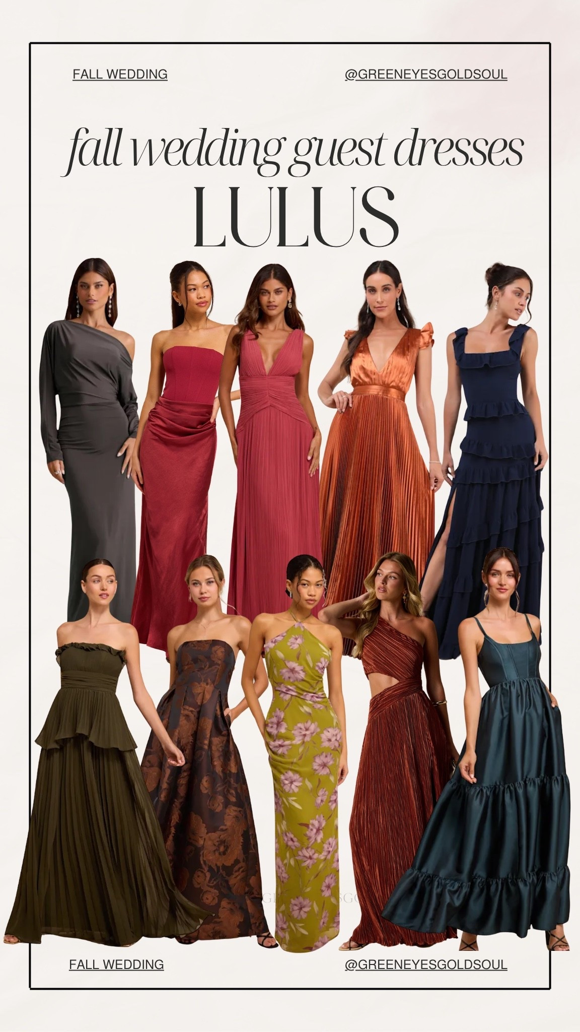 Fall wedding season is here 🍂 These Lulus wedding guest dresses are SO good for fall—rich jewel tones, gorgeous textures, florals, pleats + so many flattering silhouettes. Whether the dress code is cocktail, formal or black tie, there are so many pretty options for September, October & November weddings!

Fall wedding guest dresses, Lulus wedding guest dresses, fall wedding guest outfit, wedding guest dresses, formal wedding guest dress, cocktail wedding guest dress, black tie wedding guest dress, September wedding guest dress, October wedding guest dress, November wedding guest dress, autumn wedding guest outfit, fall formal dresses, maxi wedding guest dress, fall maxi dress, jewel tone dresses, burgundy wedding guest dress, rust wedding guest dress, navy wedding guest dress, olive green dress, floral wedding guest dress, pleated maxi dress, fall event dresses, formal fall outfits, wedding guest style

#FallWeddingGuest #WeddingGuestDress #FallWeddingGuestDress #Lulus #FallFashion #WeddingGuestStyle #FallWeddingStyle #FormalDress #WeddingGuestOutfit #FallDresses

#LTKWedding #LTKSeasonal #LTKootd