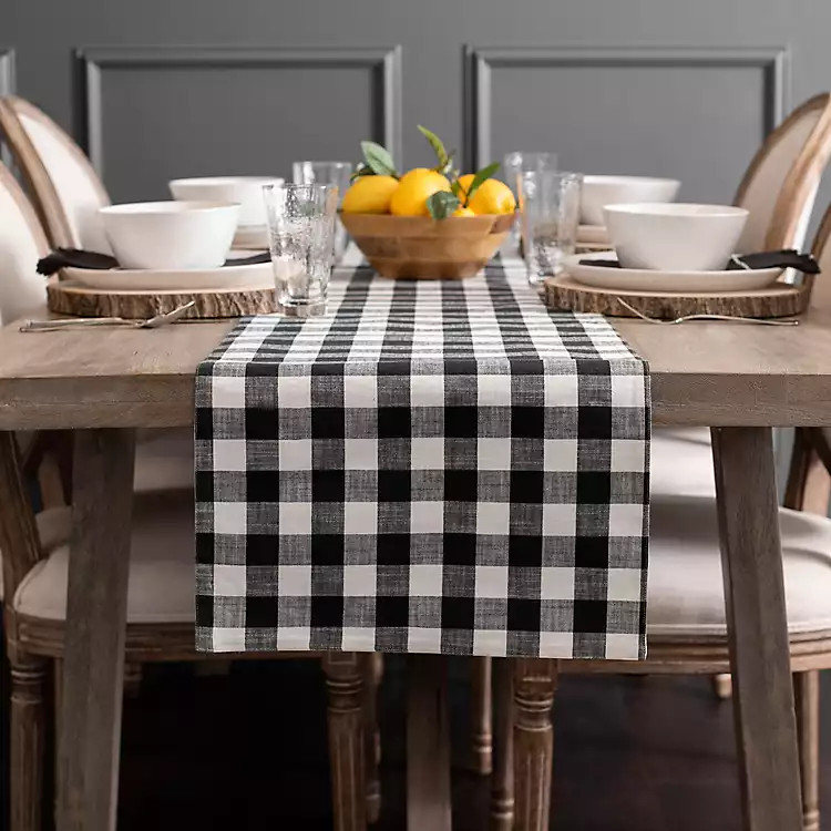 Black and White Buffalo Check Table Runner | Kirkland's Home