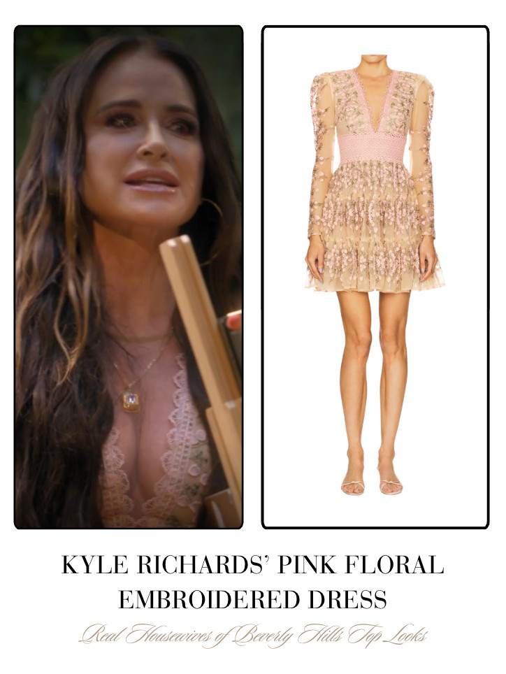 Kyle Richards' Pink Floral Embroidered Dress 

 