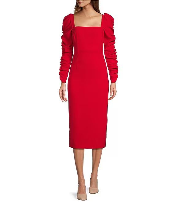 Antonio Melani Francine Square Neck Long Ruched Sleeve Dress | Dillard's | Dillard's