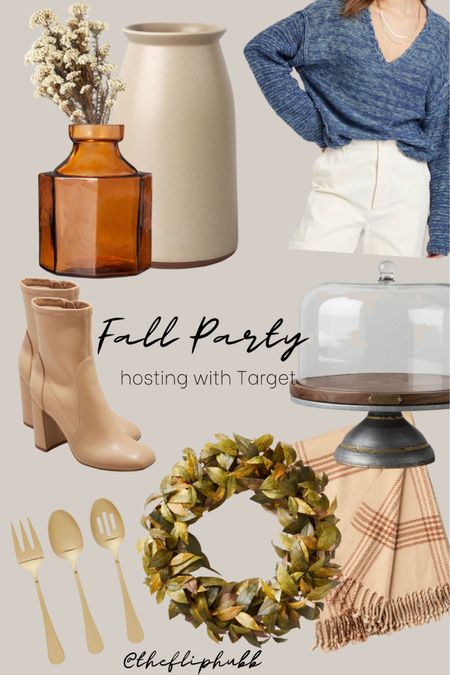 Ready or not, time for FALL. Everything you need to be the perfect host for your fall party. | Halloween, fall, party, host, hostess, sweater, sock bootie, womens boots, good silverware, cake platter, wreath, fall wreath, plaid blanket, wool blanket, fall throw, throw blanket #competition #LTKsale

#LTKSale #LTKshoecrush #LTKSeasonal