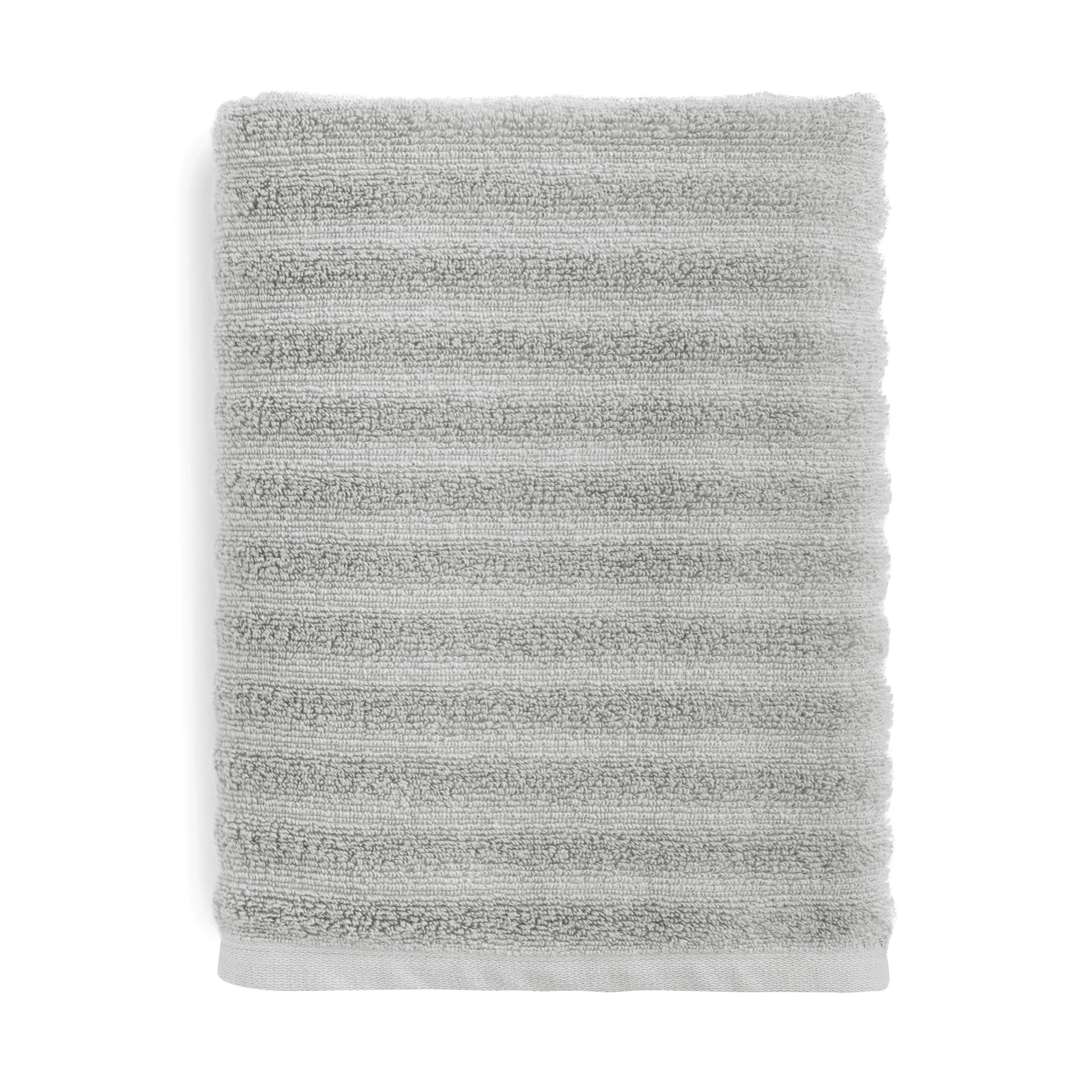 Mainstays Performance Textured Bath Towel, 30" x 54", Soft Silver | Walmart (US)