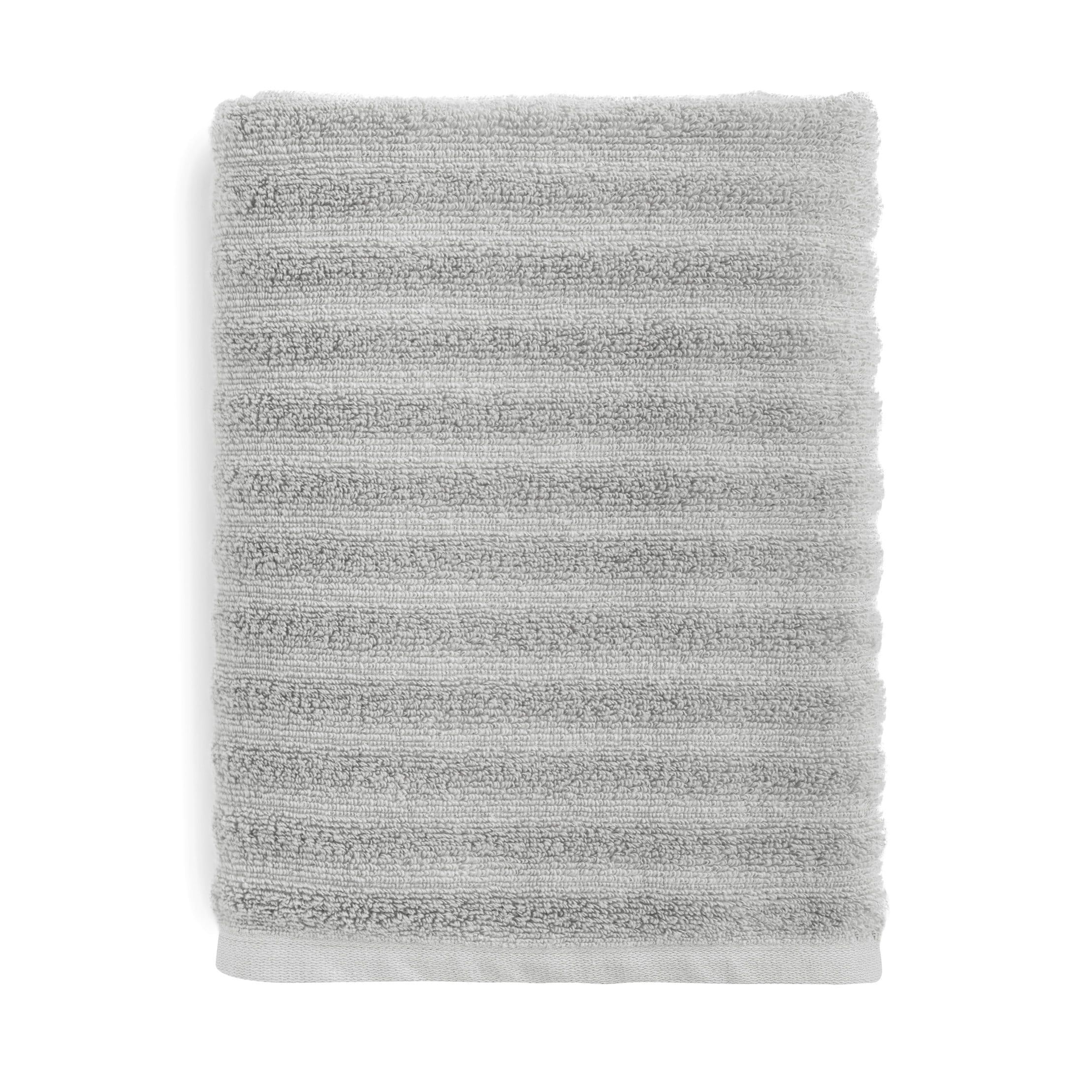 Mainstays Performance Textured Bath Towel, 30" x 54", Soft Silver | Walmart (US)