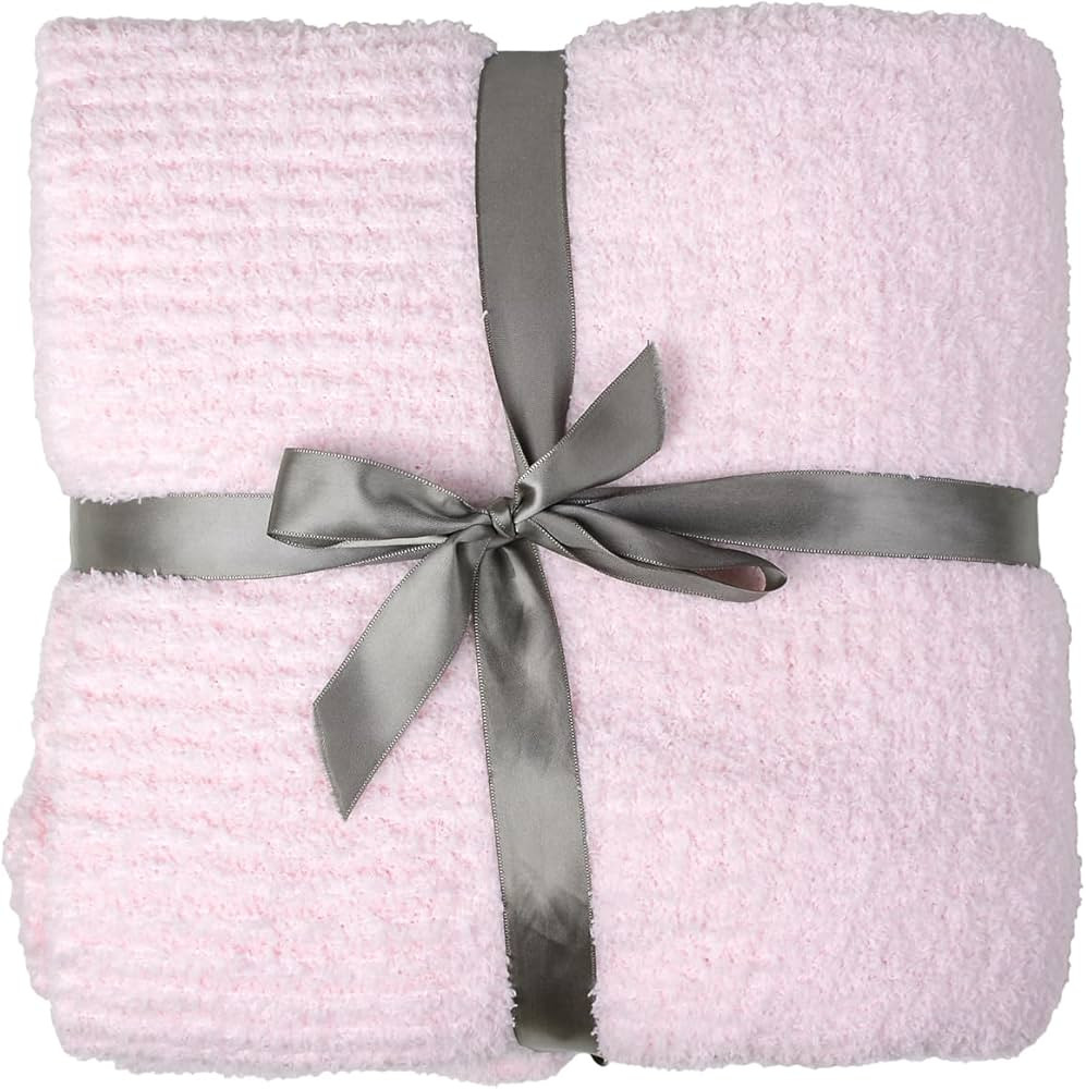 Pink Knit Throw Blanket for Couch, Super Soft Fluffy Blankets Lightweight Warm Cozy Blanket Plush... | Amazon (US)