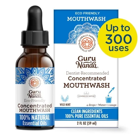 GuruNanda Concentrated Mouthwash Mouthwash for Whiter teeth and Bad breath Wild Mint 2 fl. Oz | Walmart (US)