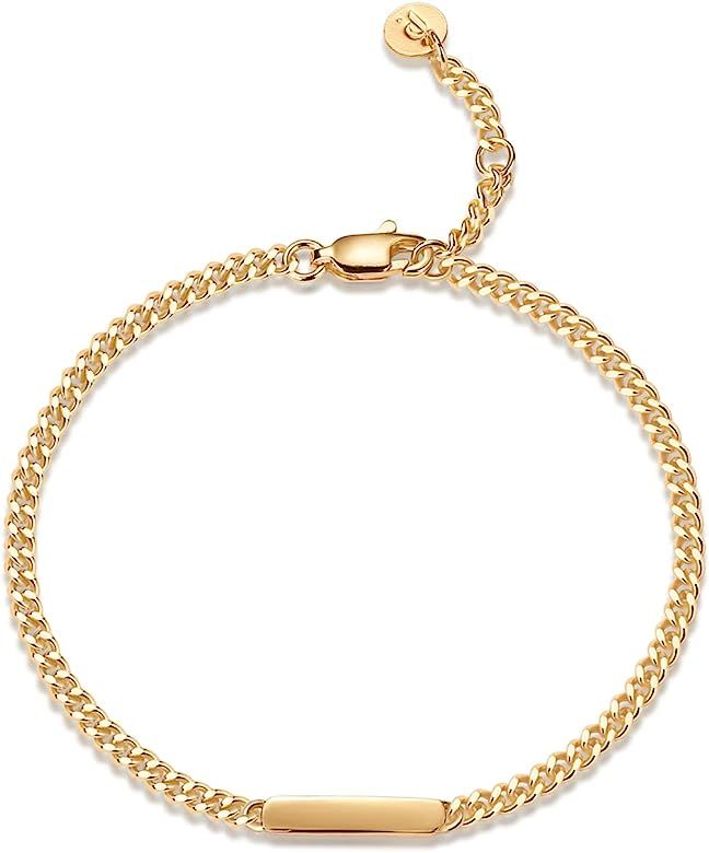 PAVOI 14K Gold Plated Lightweight Chain Bracelet | Curb Link and Cable Chain Bracelets for Women | Amazon (US)