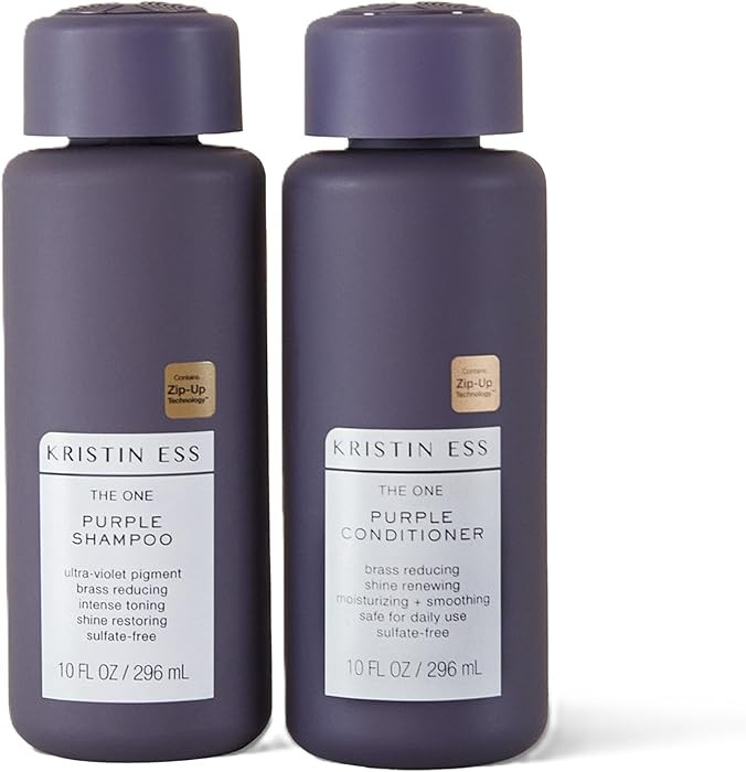 Kristin Ess Hair Purple Shampoo and Conditioner Set for Blonde, Brunette, Silver + Gray Hair, Ant... | Amazon (US)