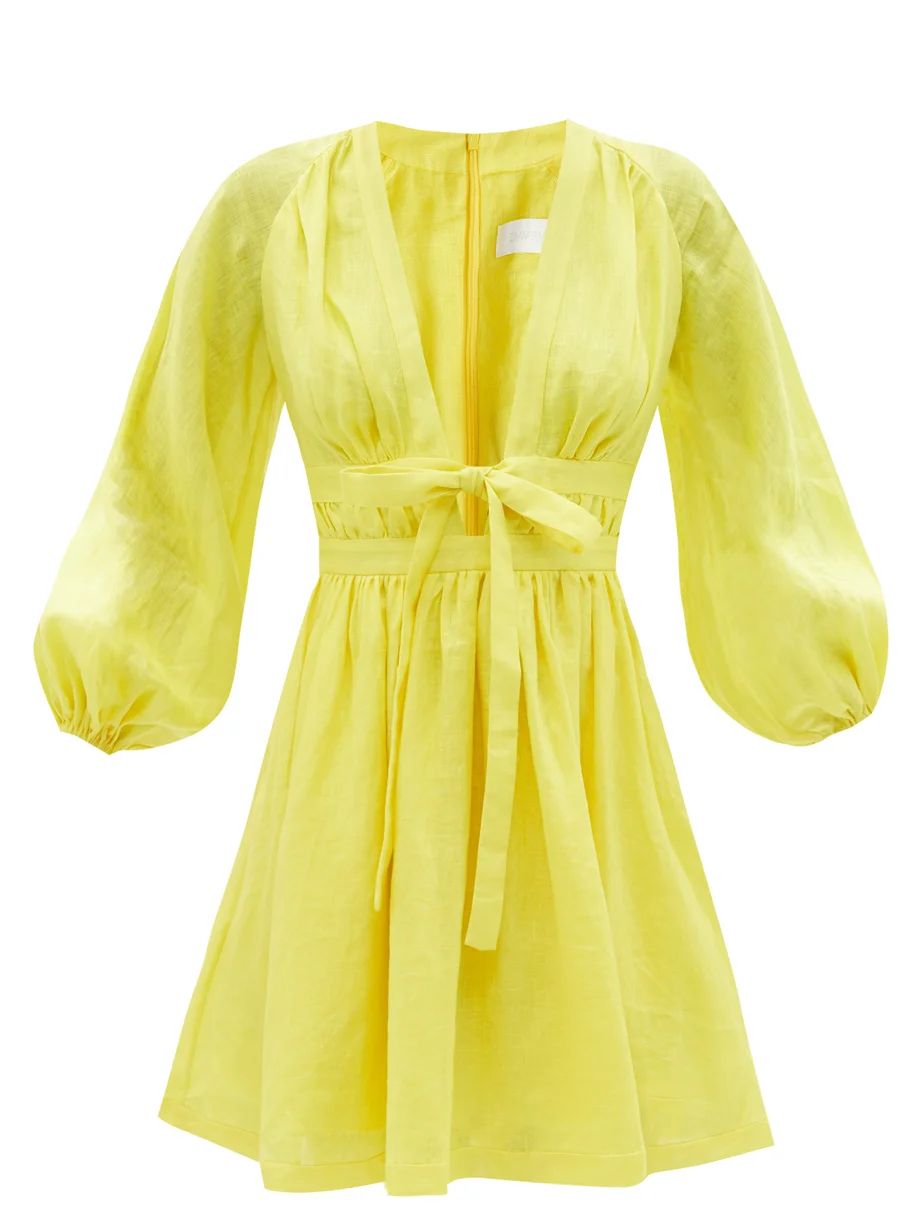 Shelly plunge-neckline linen mini dress | Matches (UK)