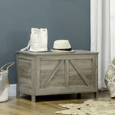 Farmhouse Storage Chest, Lift Top Box Organizer With Safety Hinge To Open Up 150° For Bedroom, Entryway, Living Room, Gray | Wayfair North America