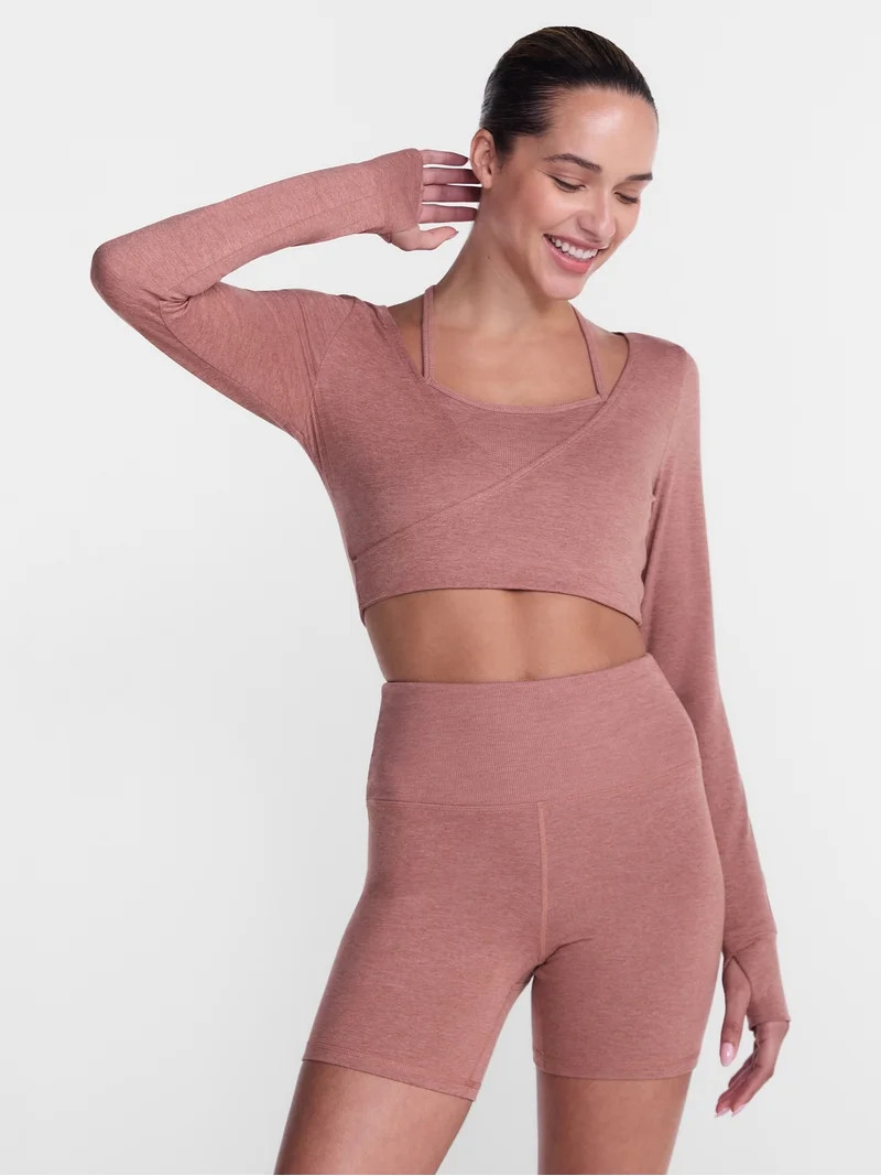 Athletic Works Women's ButterCore Wrap Top with Built In Bra, Sizes XS-XXXL | Walmart (US)