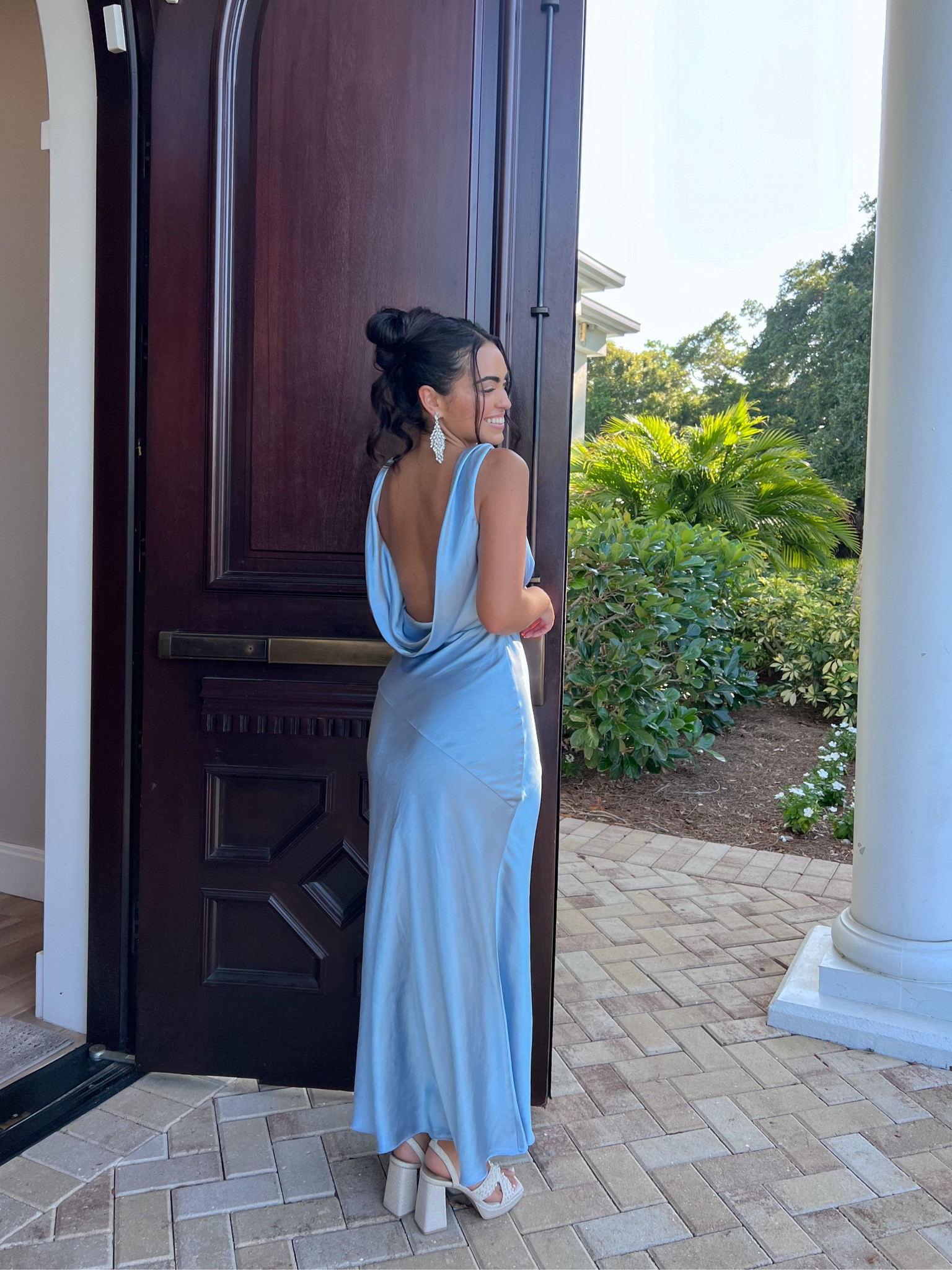 wedding guest, black tie, event, wedding guest dress, blue dress, formal dress, silk dress, satin dress, summer wedding wedding, spring wedding, formal event, affordable wedding guest dress, wedding earrings, chunky heels, wedding shoes, 

#LTKstyletip #LTKwedding #LTKshoecrush