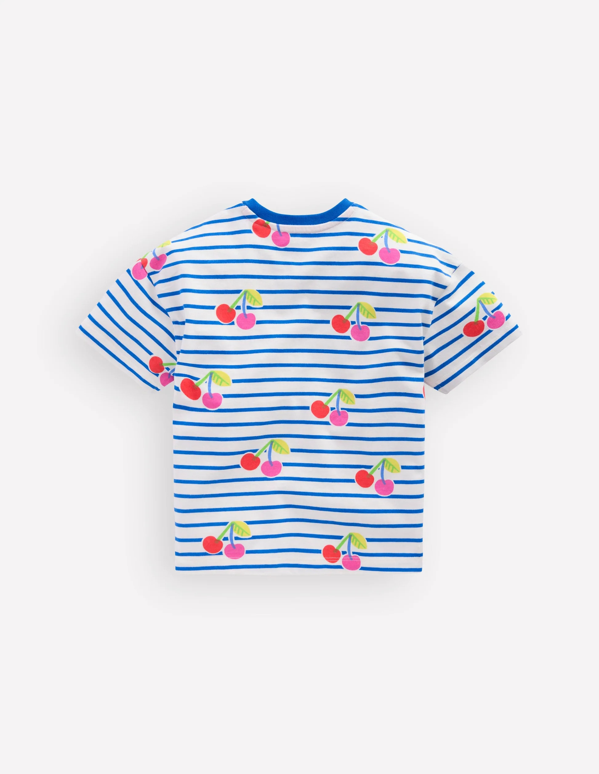 Easy Breton T-shirt-Kingfisher Blue Cherries | Boden (US)