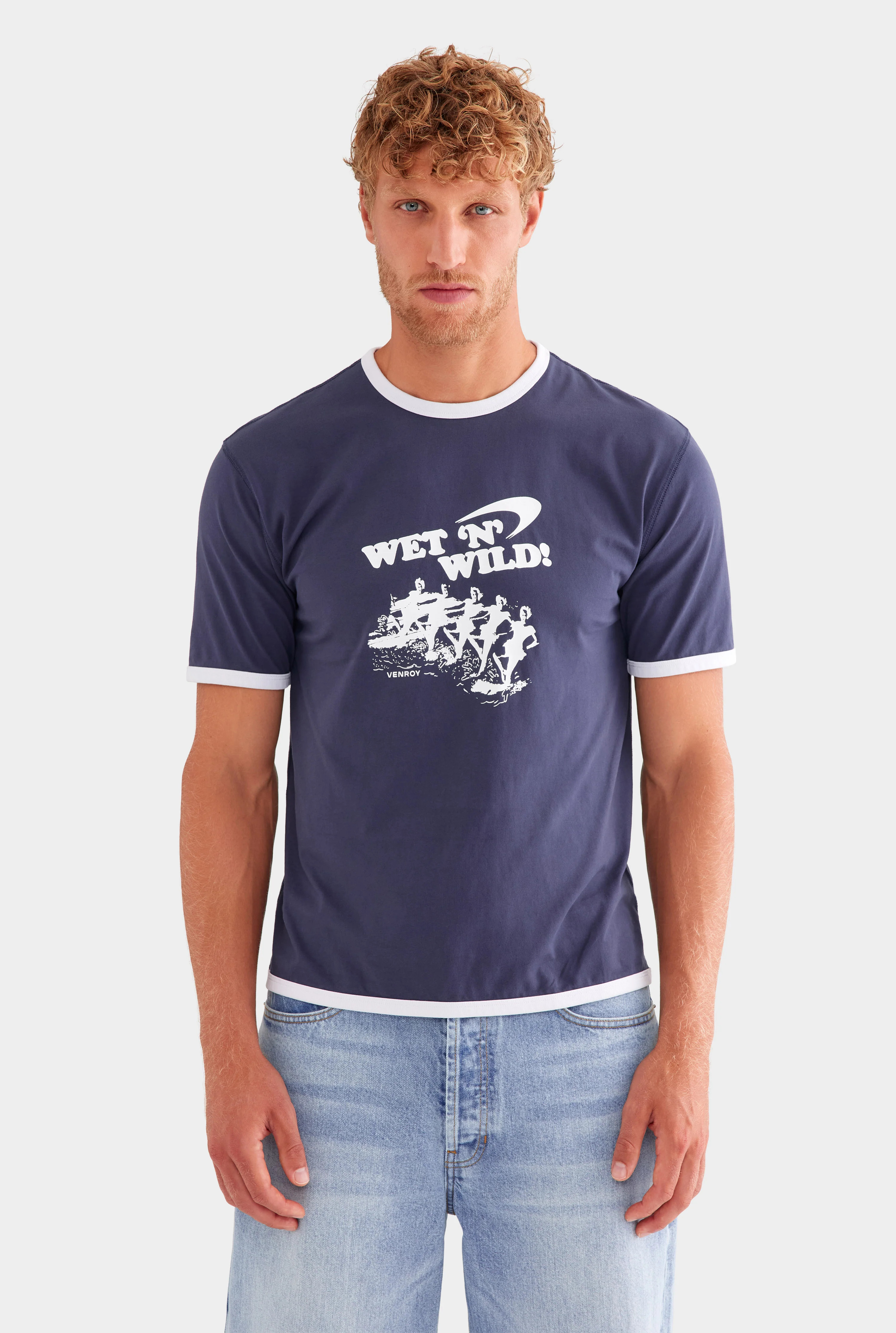 Ringer T-Shirt in Navy/White | Venroy | Venroy AU