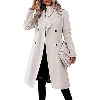 Danedvi Womens Long Double Breasted Coats Lapel Collar Pea Coat Winter Slim Fit Jackets Trench Co... | Amazon (US)
