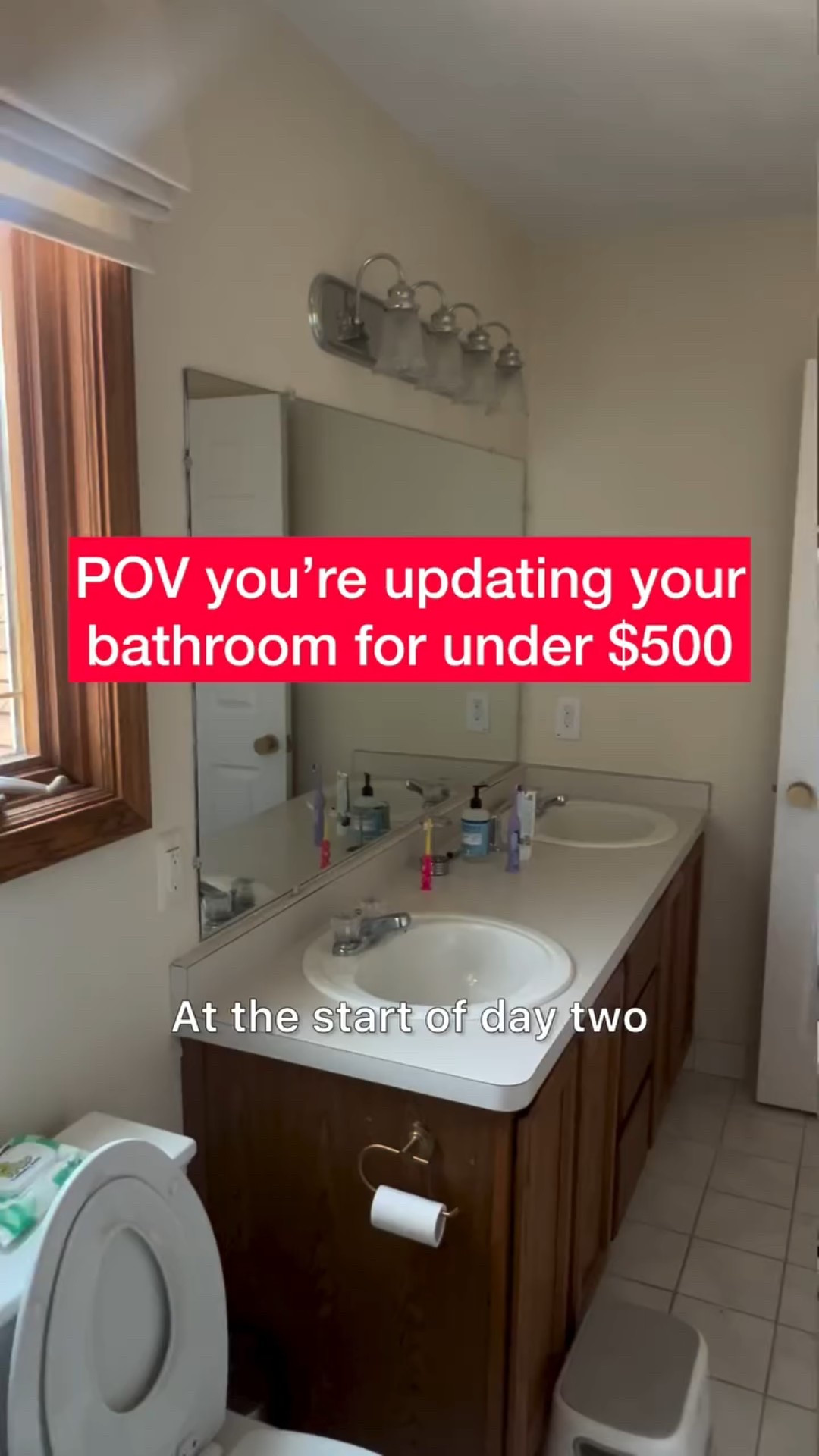 $500 bathroom makeover: progress recap ✨ Comment LINK and I’ll send you the links to our favorite products seen here!

Tip numero 1) If you’re doing this in a kids bathroom, absolutely make sure you install the NextStep2 potty-training seat by @bemistoiletseats - we have one in all of our bathrooms and it’s hands down the most aesthetic way to get through the toddler years. The discrete seat magnetically secures to the cover when not in use so that it doesn’t need to be removed for different people and is so easy for kids to use on their own (it never slams or pinches, closes slowly, and is made with eco-friendly materials). We’ve loved ours for years!

Tip numero 2) use these peel and stick tiles for a budget friendly way to quickly transform your outdated space! They’re super affordable, easy to use, and I grouted mine to make them even more realistic. 

Make sure you’re following along for all the updates and don’t forget to comment your guess on how long you think this whole thing will take - closest guess at the end gets a surprise from me!! So far we’re at 7 hours and 3 minutes for cutting in and doing two coats of white paint (top portion of room), installing all the peel and stick tile, and grouting! Up next: PAINTED CABINETS feat. tonsss of tips! Follow for more 😘

Seat: https://amzlink.to/az0tni5HqiCAy

Tiles: https://amzlink.to/az0BQmJbLMts8