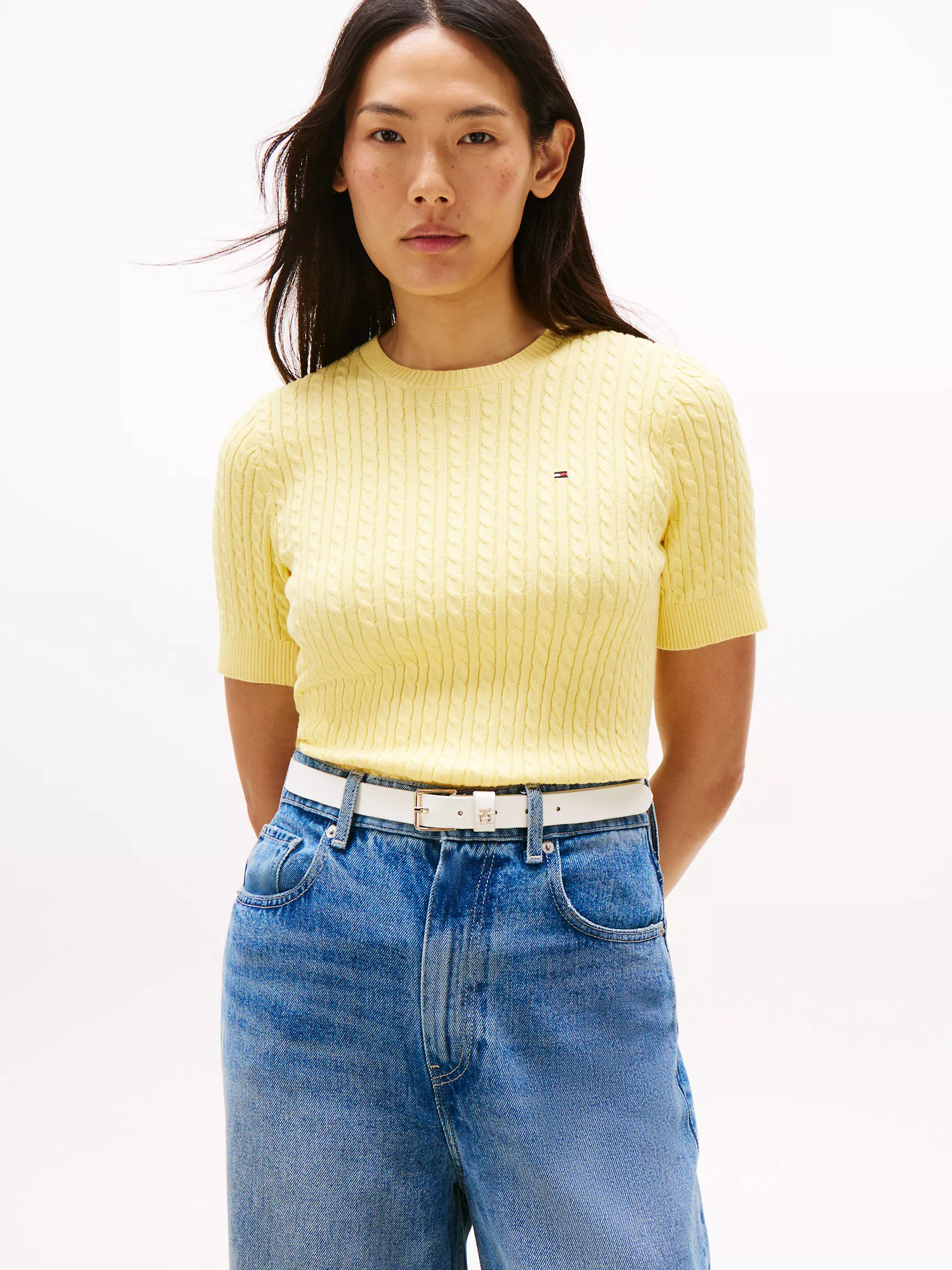 Short-Sleeve Cable Knit Sweater | Tommy Hilfiger | Tommy Hilfiger (US)