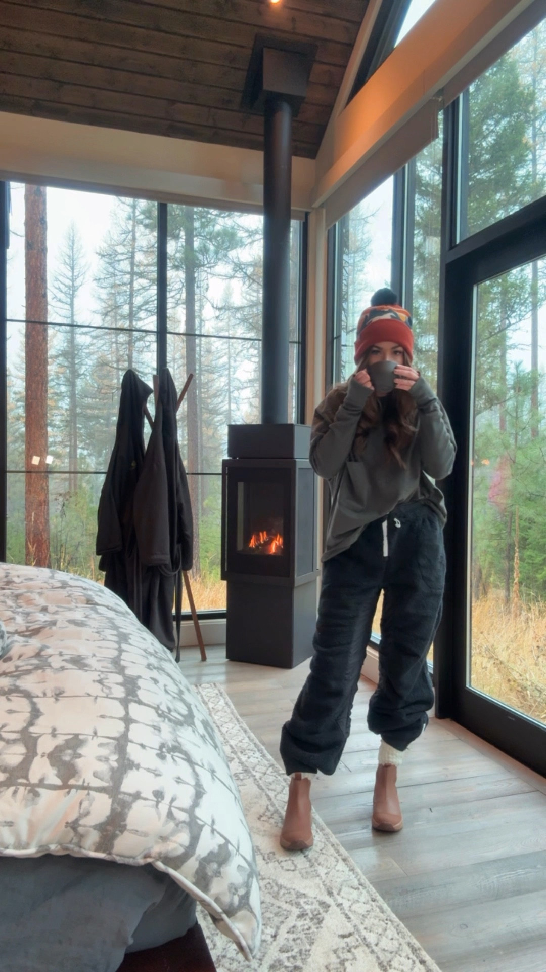 outfit day one in montana, size small in my set.. love the hoodie! size small in my fleece pants. I would size up on these boots.. my toes are a little crowded in my normal size shoe  

#LTKTravel #LTKSeasonal #LTKVideo
