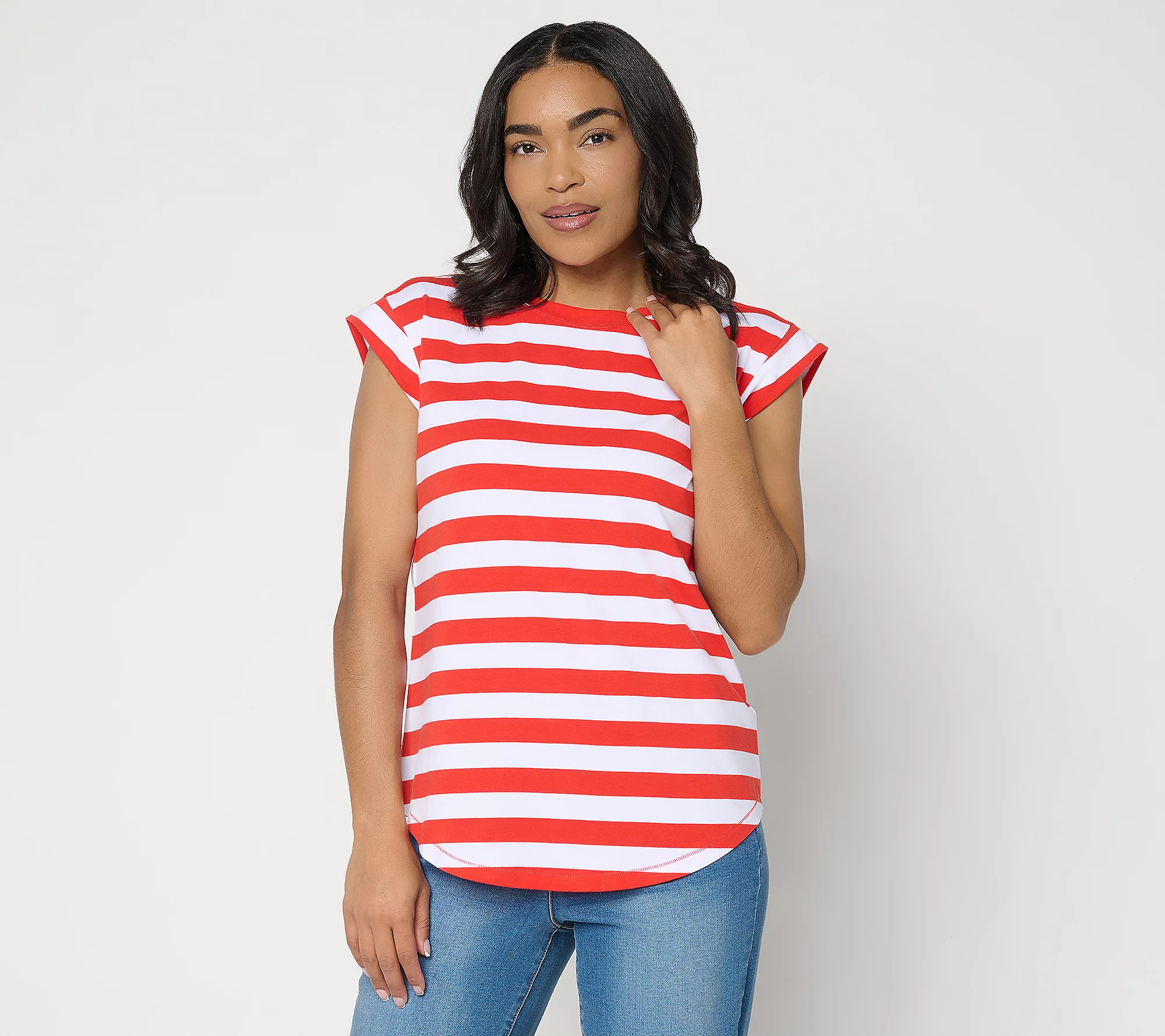 AnyBody Cozy Knit Jersey Striped Muscle Tee | QVC