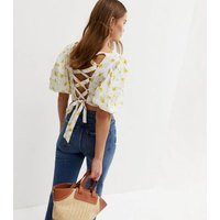 Influence White Floral Puff Sleeve Crop Top New Look | New Look (UK)