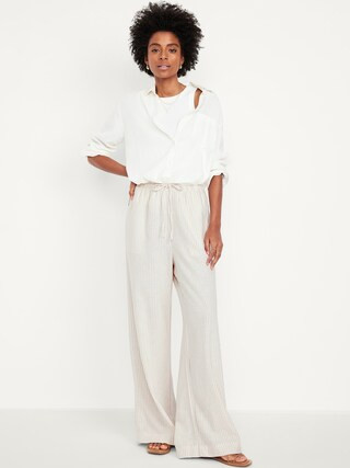 High-Waisted Linen-Blend Super Wide-Leg Pants | Old Navy (CA)