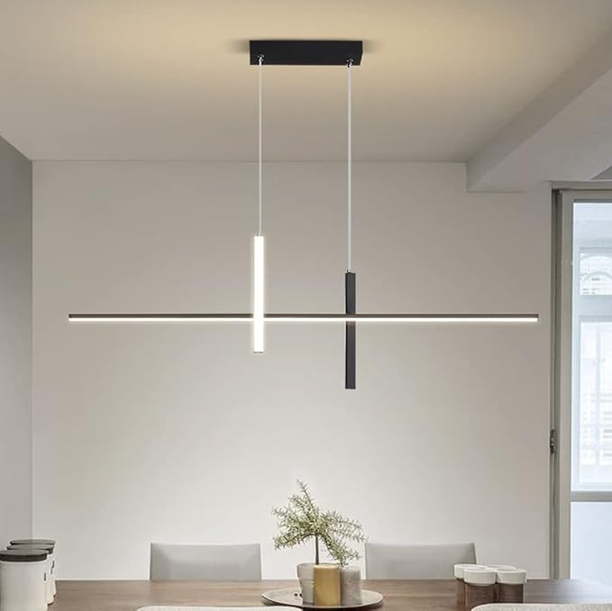Dining Room Light Fixtures Over Table, Modern Black Chandeliers Dimmable Pendant Lighting with Re... | Amazon (US)