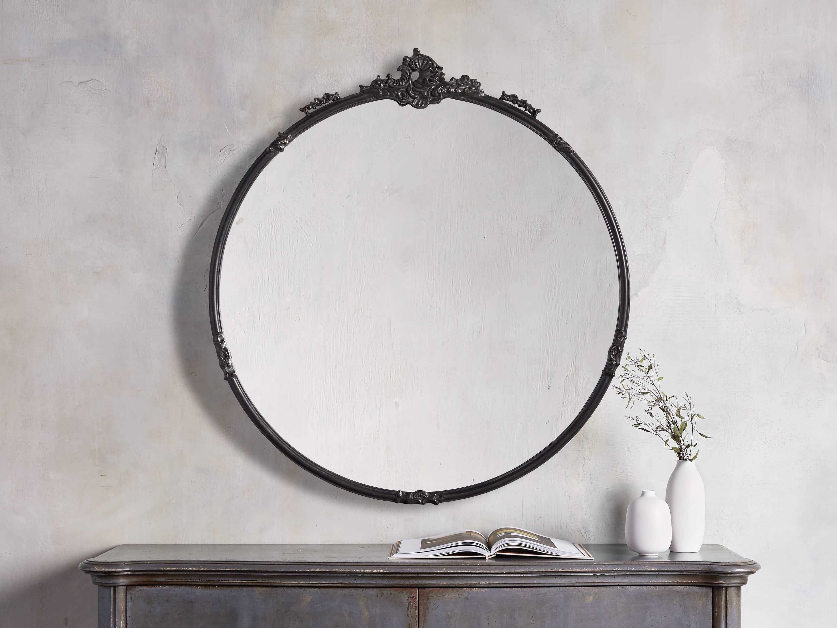 Amelie Round Mirror in Black | Arhaus