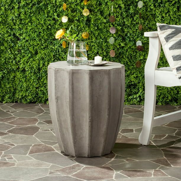 Safavieh Jaslyn Outdoor Modern Concrete Accent Table - Dark Grey - Walmart.com | Walmart (US)