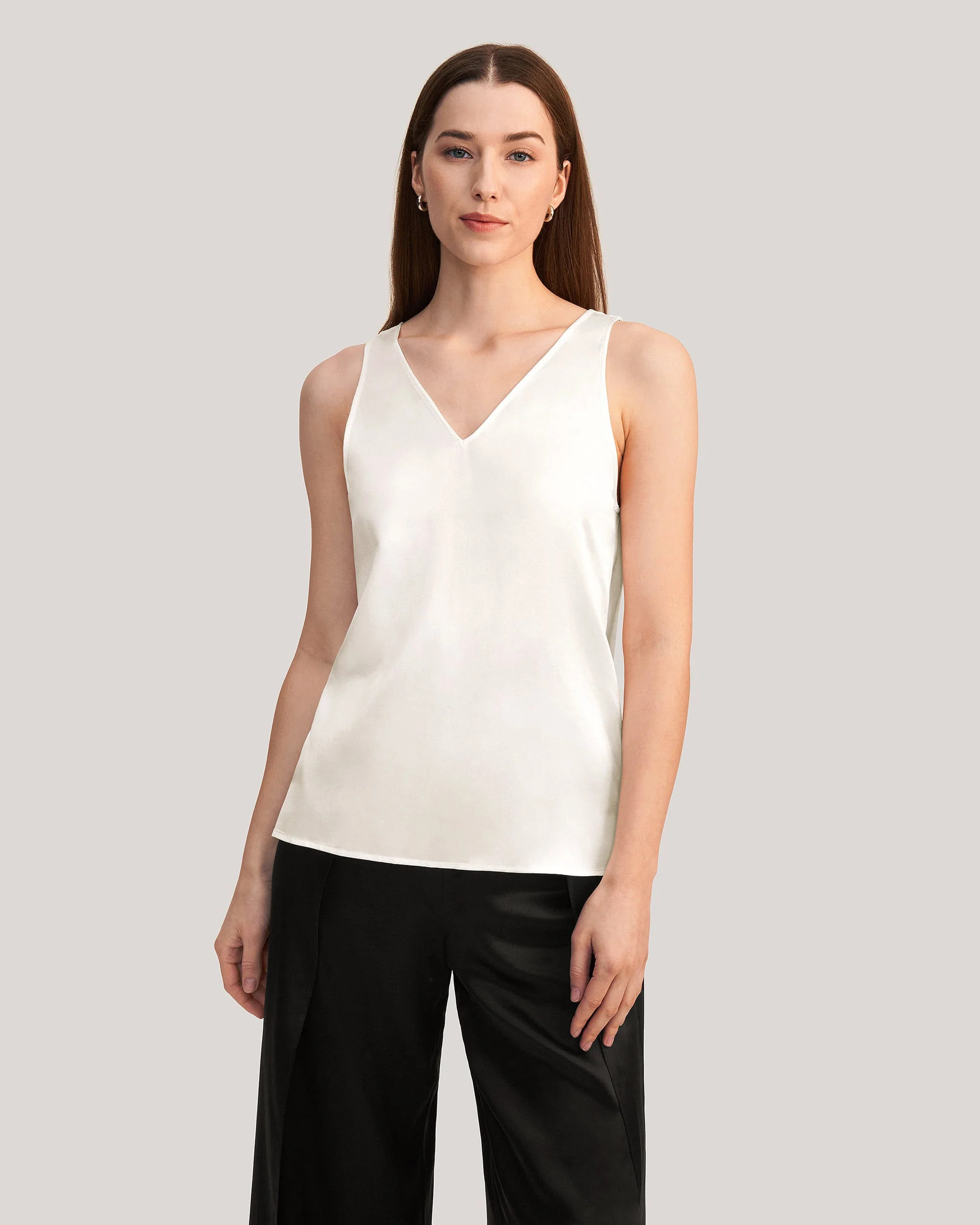 V-Neck Sleeveless Silk Tank Top | Shop Simon