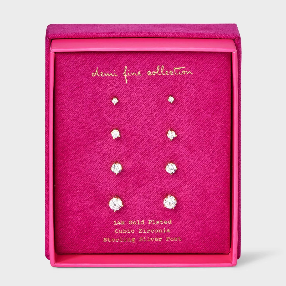 Cubic Zirconia Stud Earring Set 4pc - A New Day™ | Target