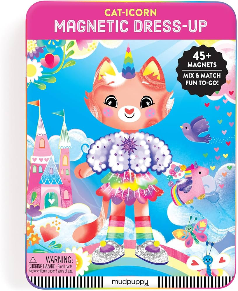 Mudpuppy Cat-Icorn \u2013 Magnetic Dress Up Game with Illustrated Cat Unicorn Scenes Including 2 ... | Amazon (US)