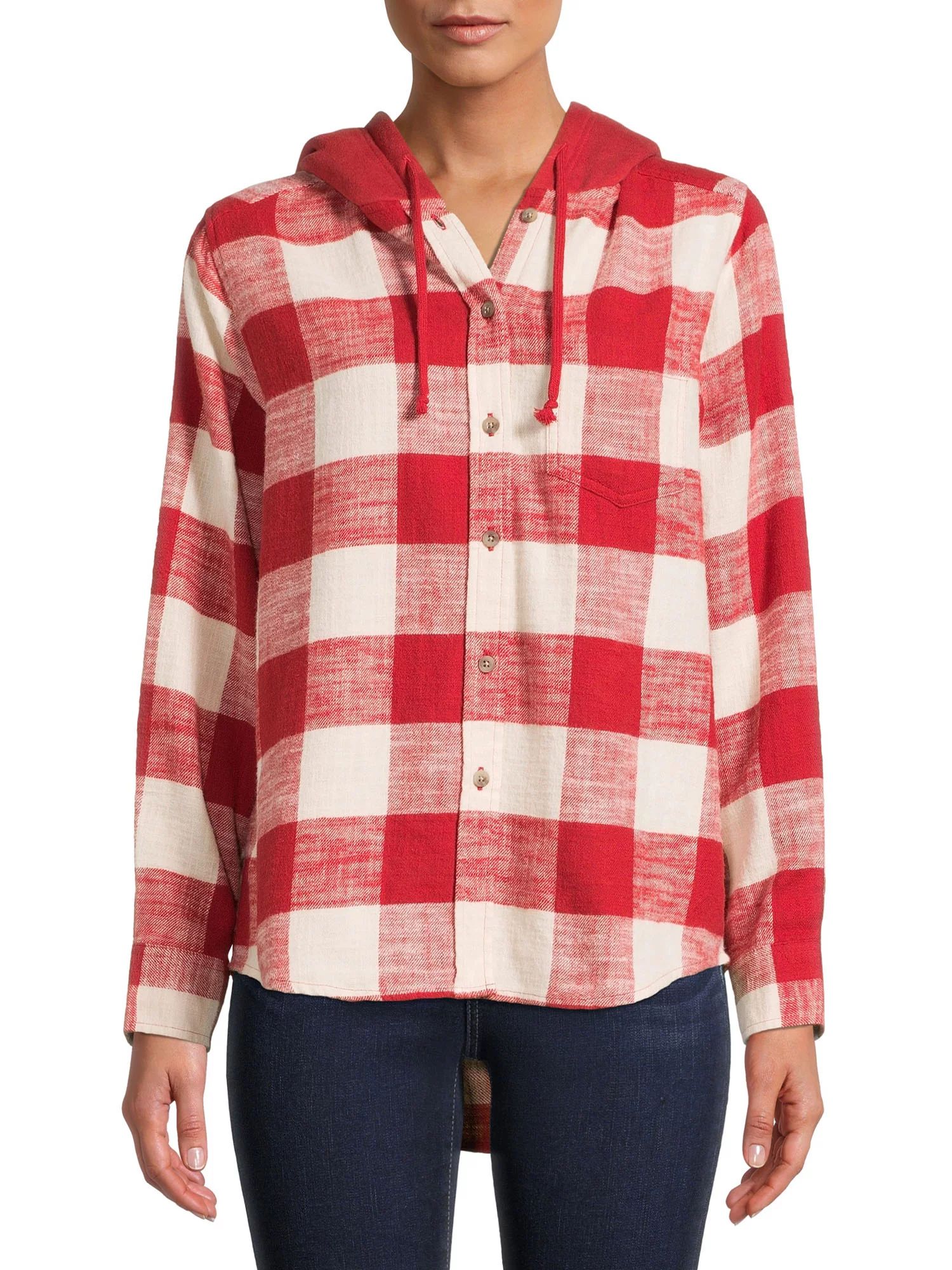 Time and Tru Women's Hooded Flannel | Walmart (US)