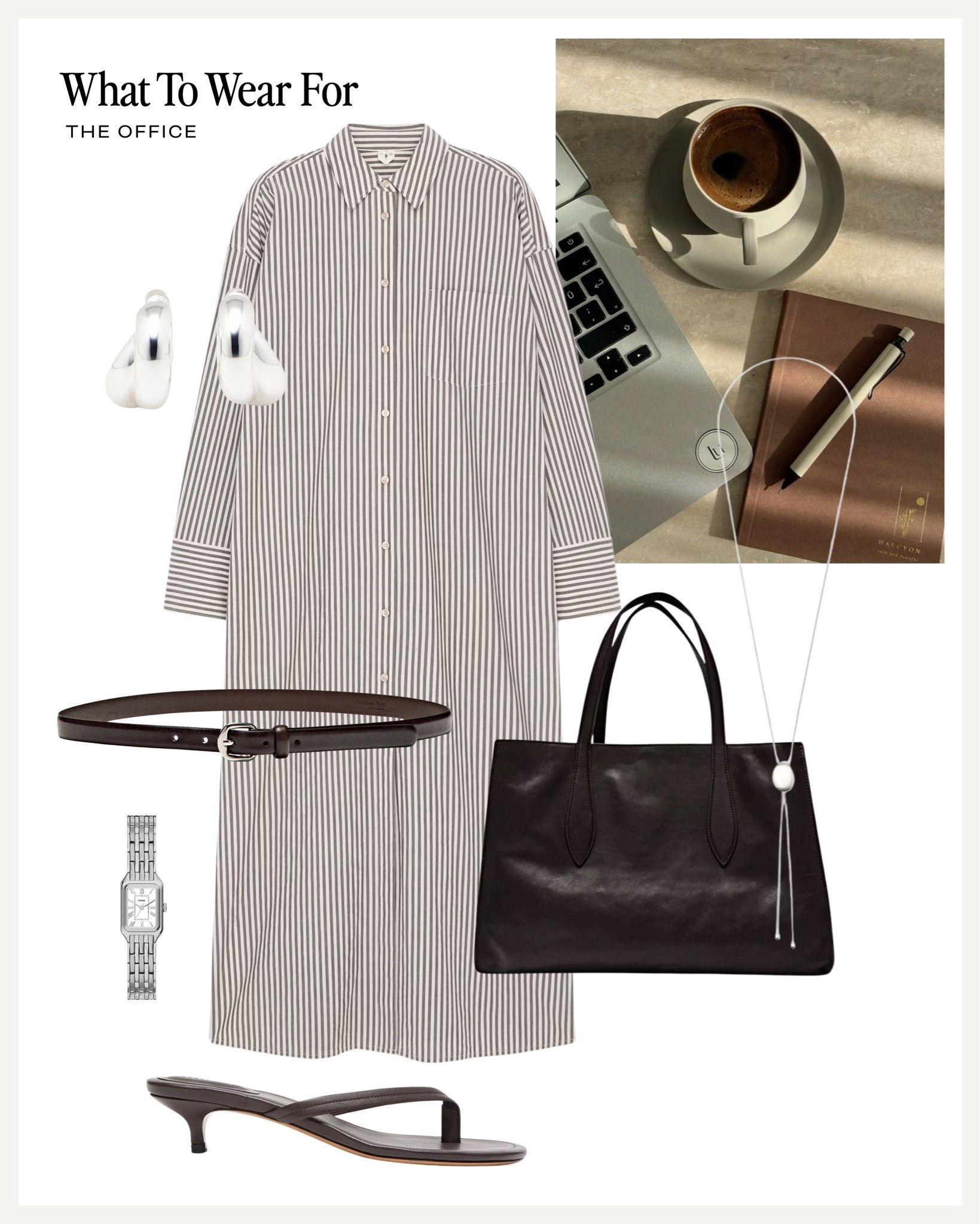 Office outfit inspo 💻 

Summer workwear, shirt dress, leather bag,  kitten heels, striped shirt

#LTKsummer #LTKworkwear