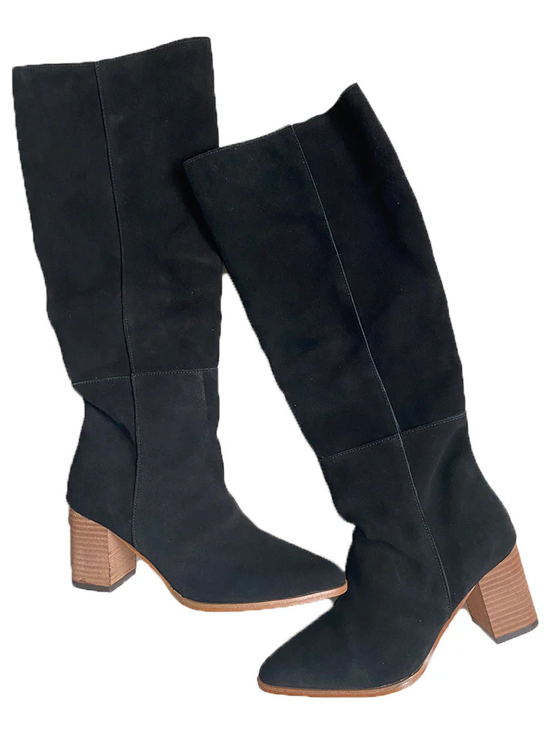 'Cynthia' Heeled Knee High Suede Leather Boots (2 Colors) | Goodnight Macaroon