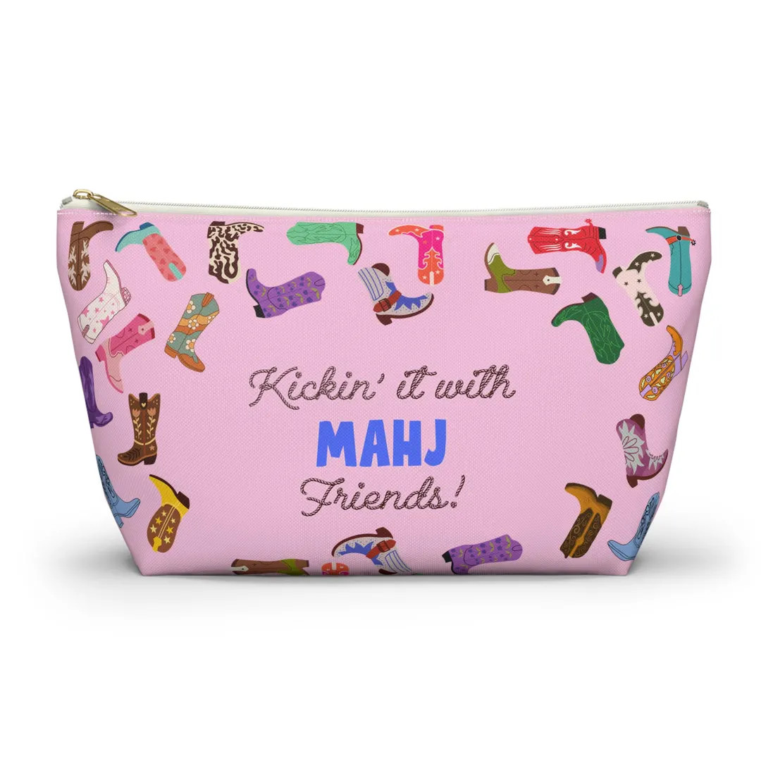 Western Mahjong Tile Bag: Pink Cowboy Boot Pouch - Etsy | Etsy (US)