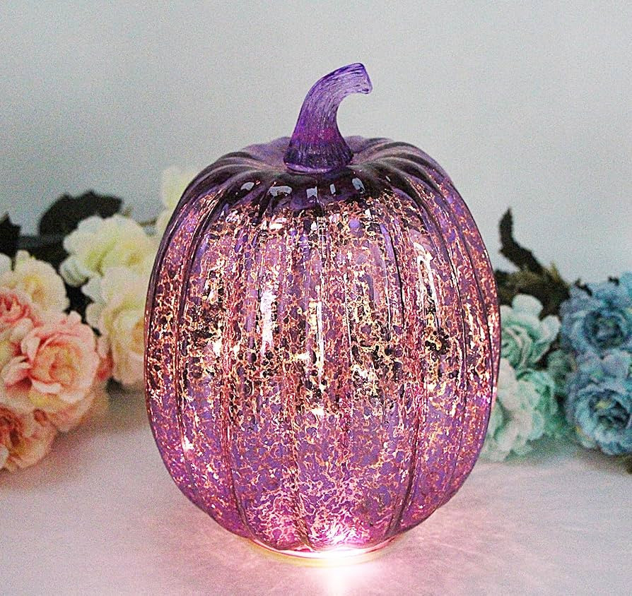 Fall Decorations for Home, Mercury Glass Pumpkin Light with Timer,Battery Operated Led Pumpkin La... | Amazon (US)